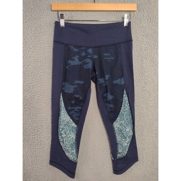 lululemon athletica Pants - Lululemon Wunder Under Capri Luon Athletic Leggings Navy Camo Women's Size 4